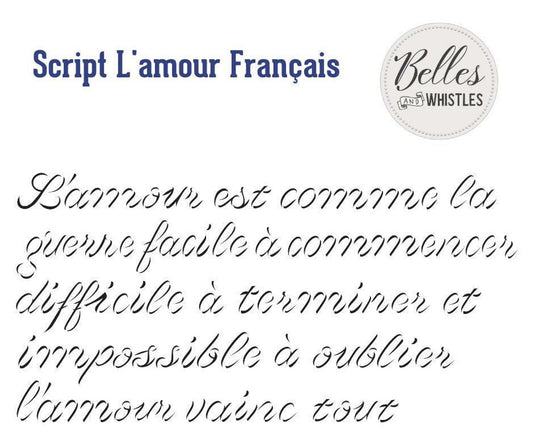 Mylar-Script d'amour Français Small- Stencil